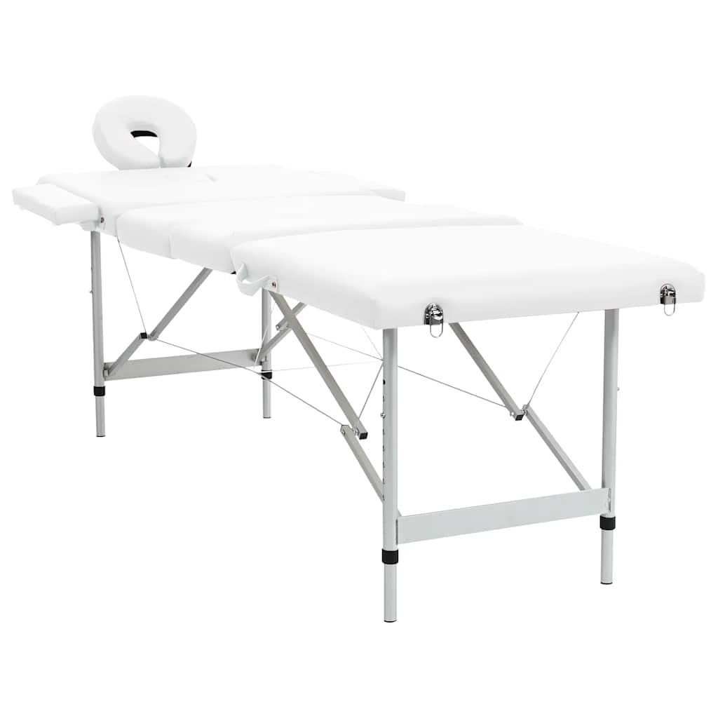 Lettino Massaggio Pieghevole Bianco Crema 4 Zone con Telaio Alluminio vidaXL