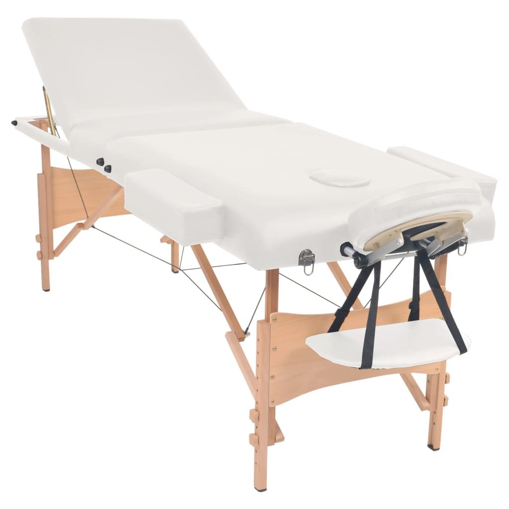 Lettino da Massaggio Pieghevole 3 Zone Spessore 10 cm Bianco vidaXL