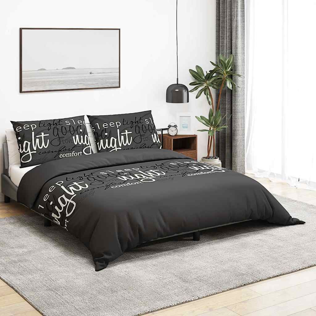 Set Copripiumino Nero 200x200 cm in Cotone vidaXL