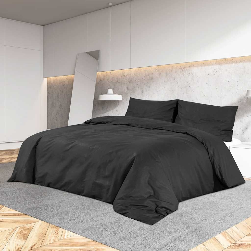 Set Copripiumino Nero 140x200 cm in Cotone vidaXL