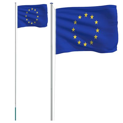 Asta e Bandiera Europa 6,08 m Alluminio vidaXL