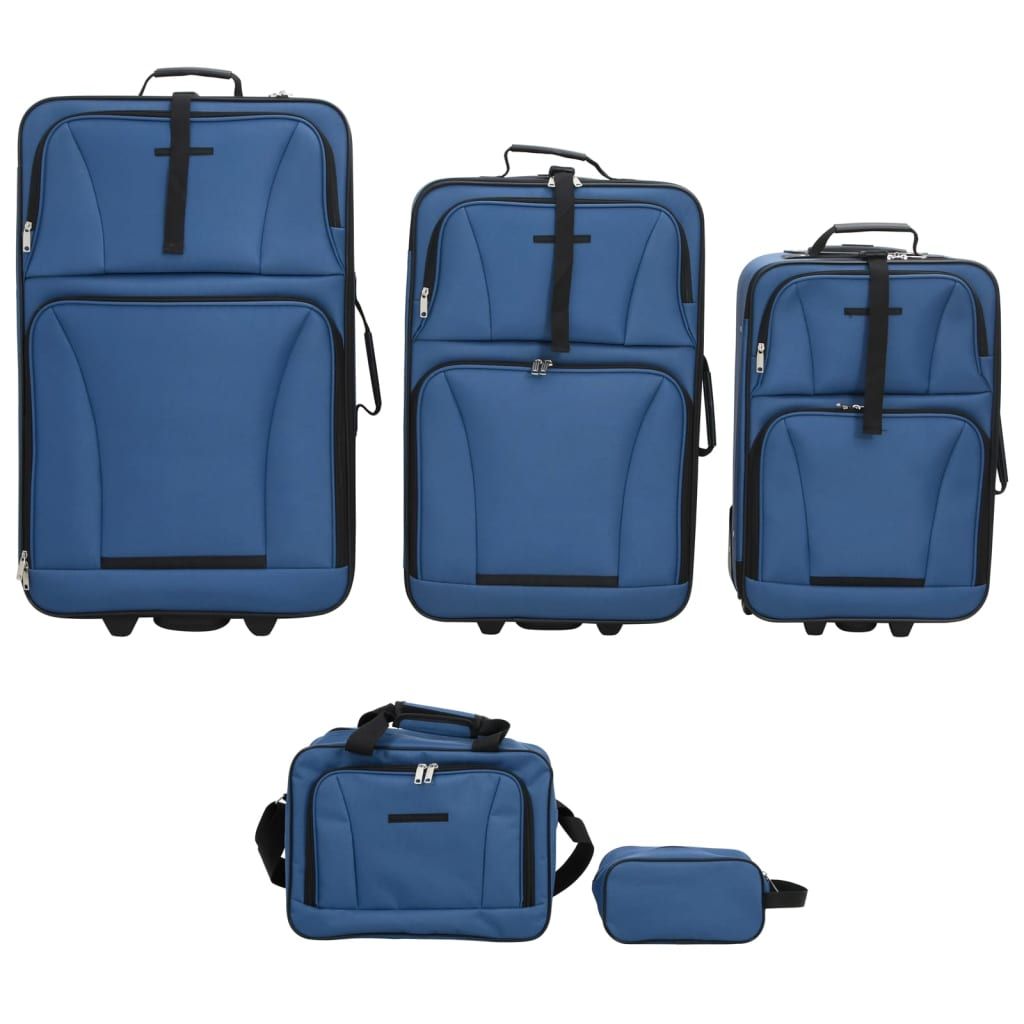 Set Valigie da Viaggio 5 pz Blu in Tessuto vidaXL
