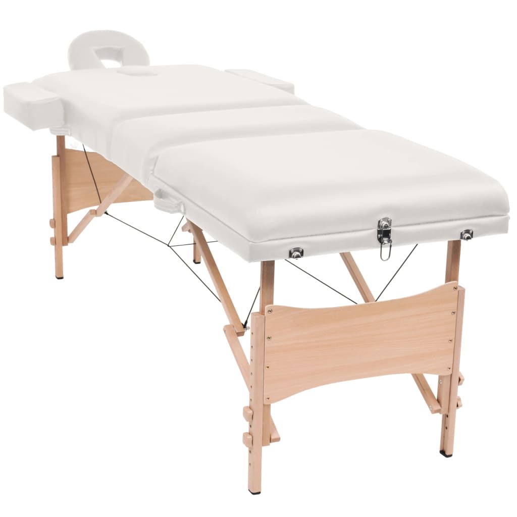 Set Lettino Massaggio Pieghevole 3 Zone 10 cm e Sgabello Bianco vidaXL