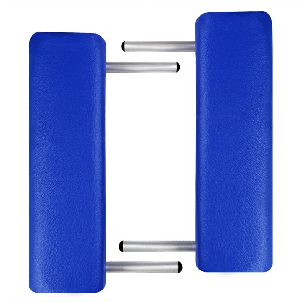 Lettino Pieghevole da Massaggio Blu 2 Zone con Telaio Legno vidaXL