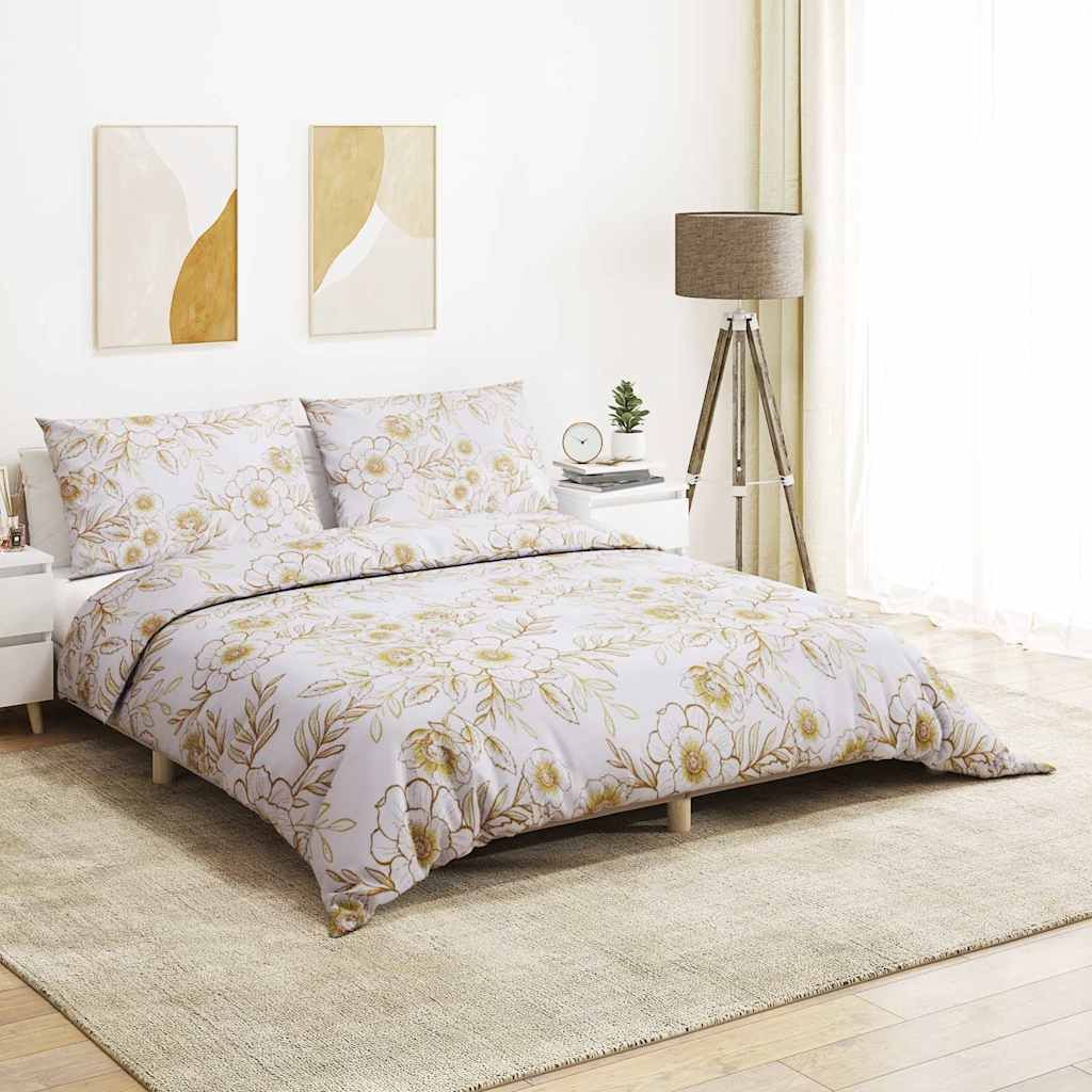 Set Copripiumino Bianco e Marrone 140x200 cm in Cotone vidaXL