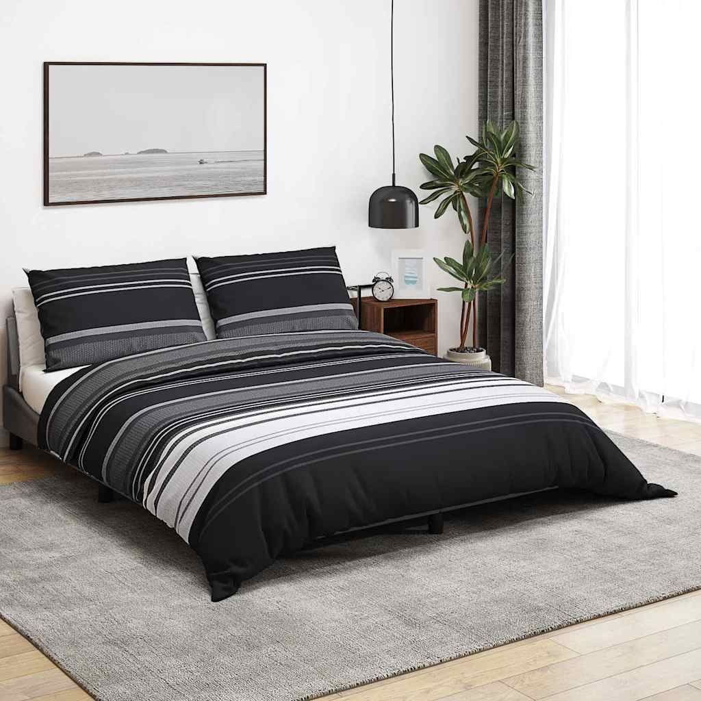 Set Copripiumino Nero e Bianco 140x200 cm in Cotone vidaXL