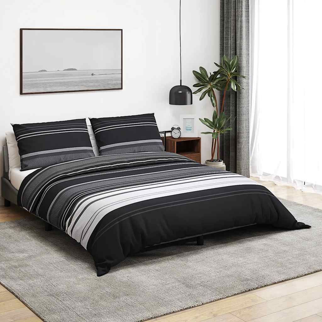 Set Copripiumino Nero e Bianco 260x220 cm in Cotone vidaXL