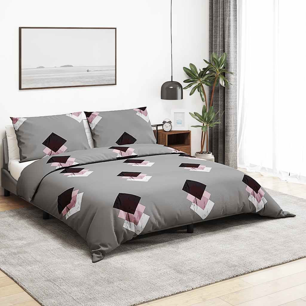 Set Copripiumino Grigio 225x220 cm in Cotone vidaXL