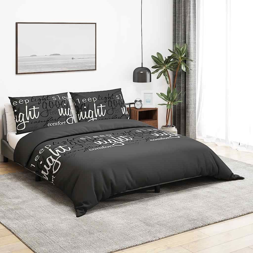 Set Copripiumino Nero 200x220 cm in Cotone vidaXL