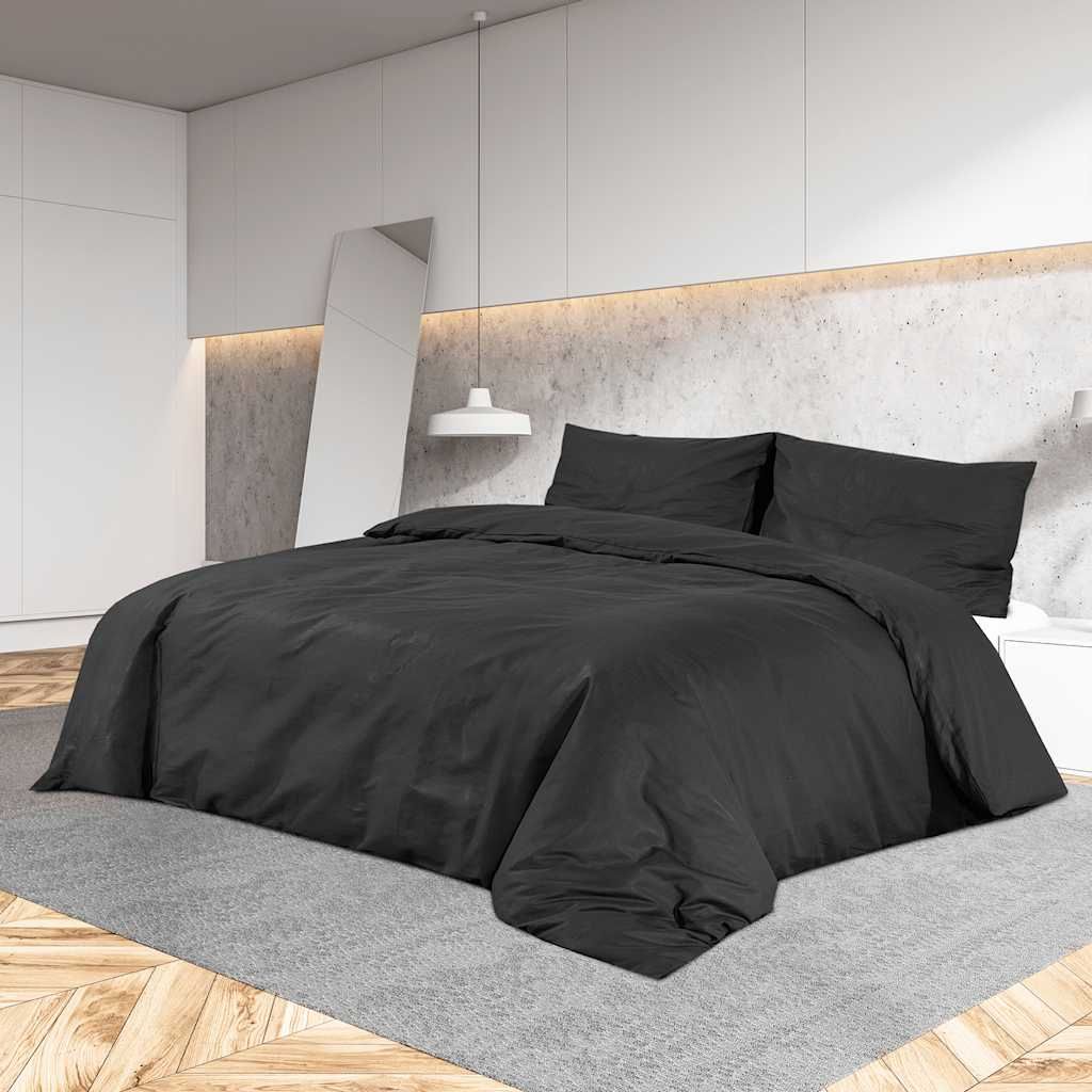 Set Copripiumino Nero 240x220 cm in Microfibra Leggera vidaXL