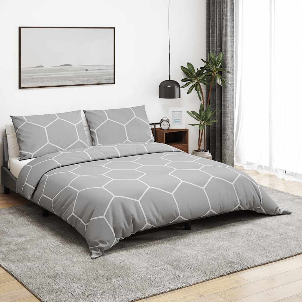 Set Copripiumino Grigio 200x200 cm in Cotone vidaXL