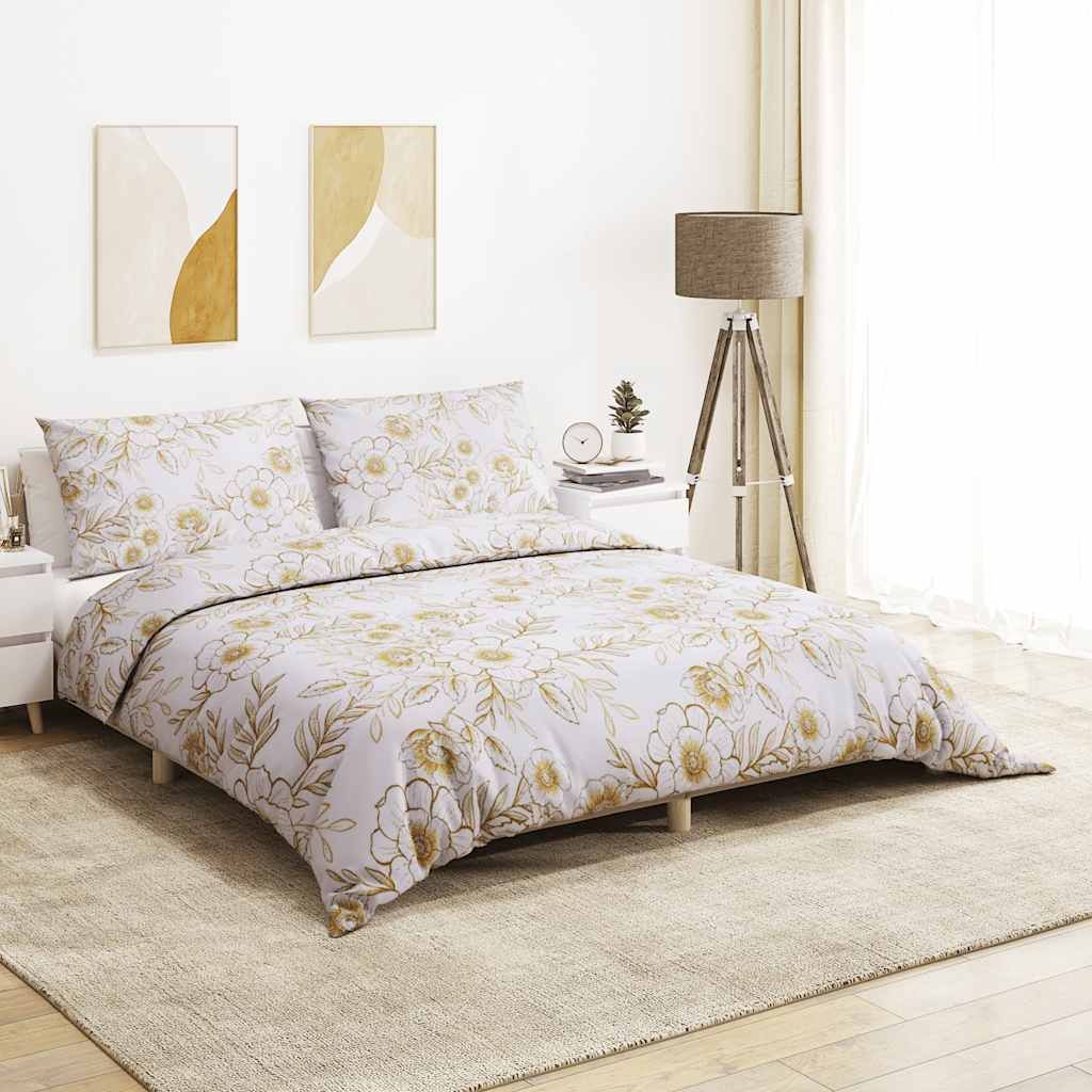 Set Copripiumino Bianco e Marrone 260x240 cm in Cotone vidaXL