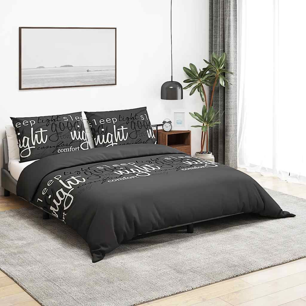Set Copripiumino Nero 140x200 cm in Cotone vidaXL