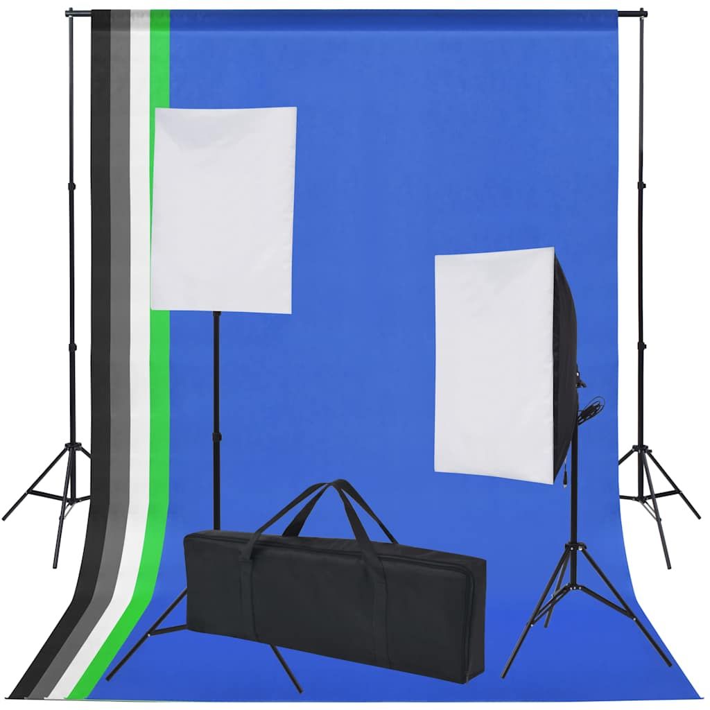 Kit Studio Fotografico 5 Sfondi Colorati &amp; 2 Softbox vidaXL