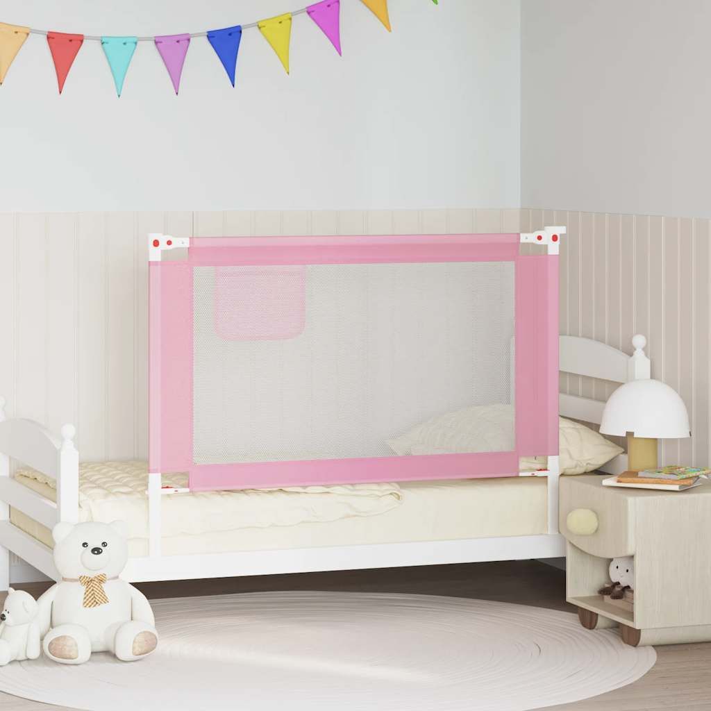 Sponda Letto di Sicurezza per Bambini Rosa 120x25 cm Tessuto vidaXL