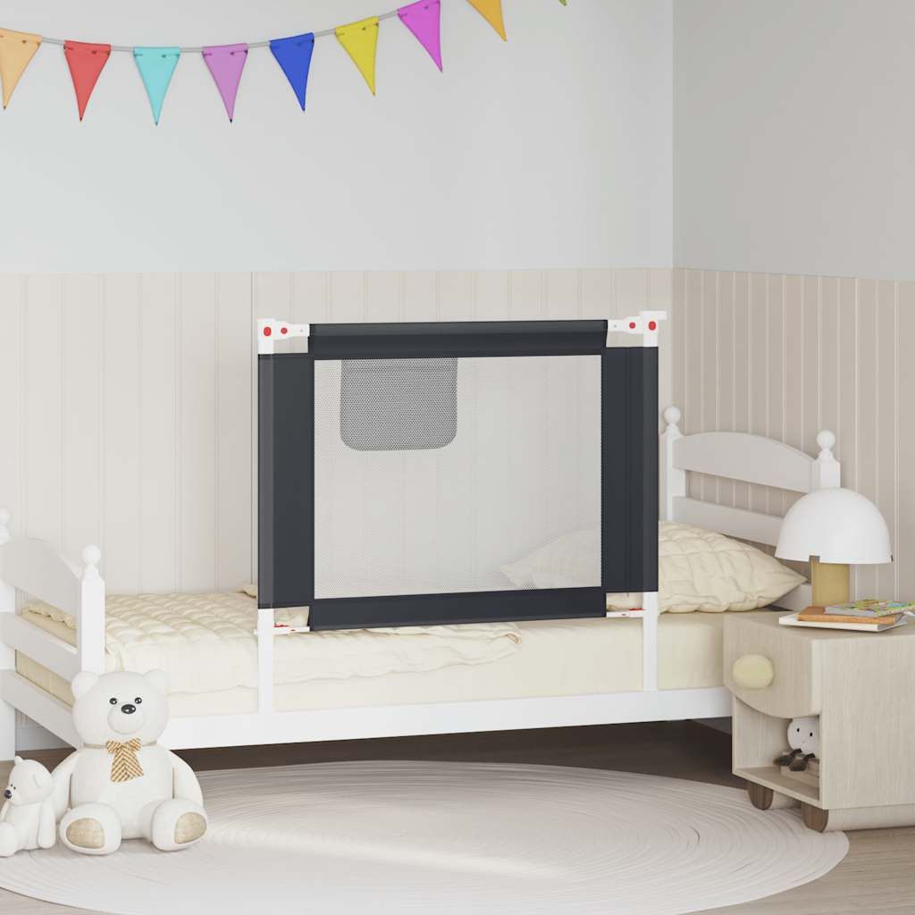 Sponda Letto Sicurezza Bambini Grigio Scuro 90x25 cm Tessuto vidaXL