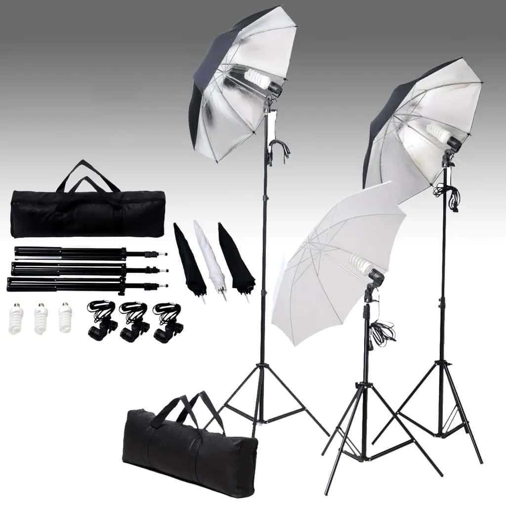 Set di Illuminazione da Studio: Ombrelli e Treppiedi 24 Watt vidaXL