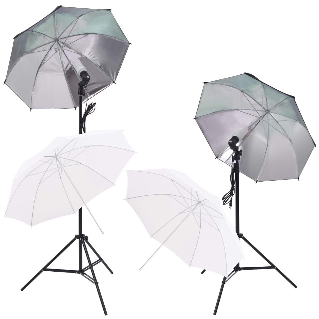Kit Studio Foto con Luci Softbox Ombrelli Fondale e Riflettore vidaXL