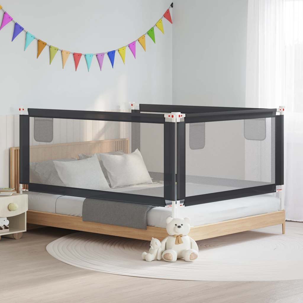 Sponda Letto Sicurezza Bambini Grigio Scuro 190x25 cm Tessuto vidaXL