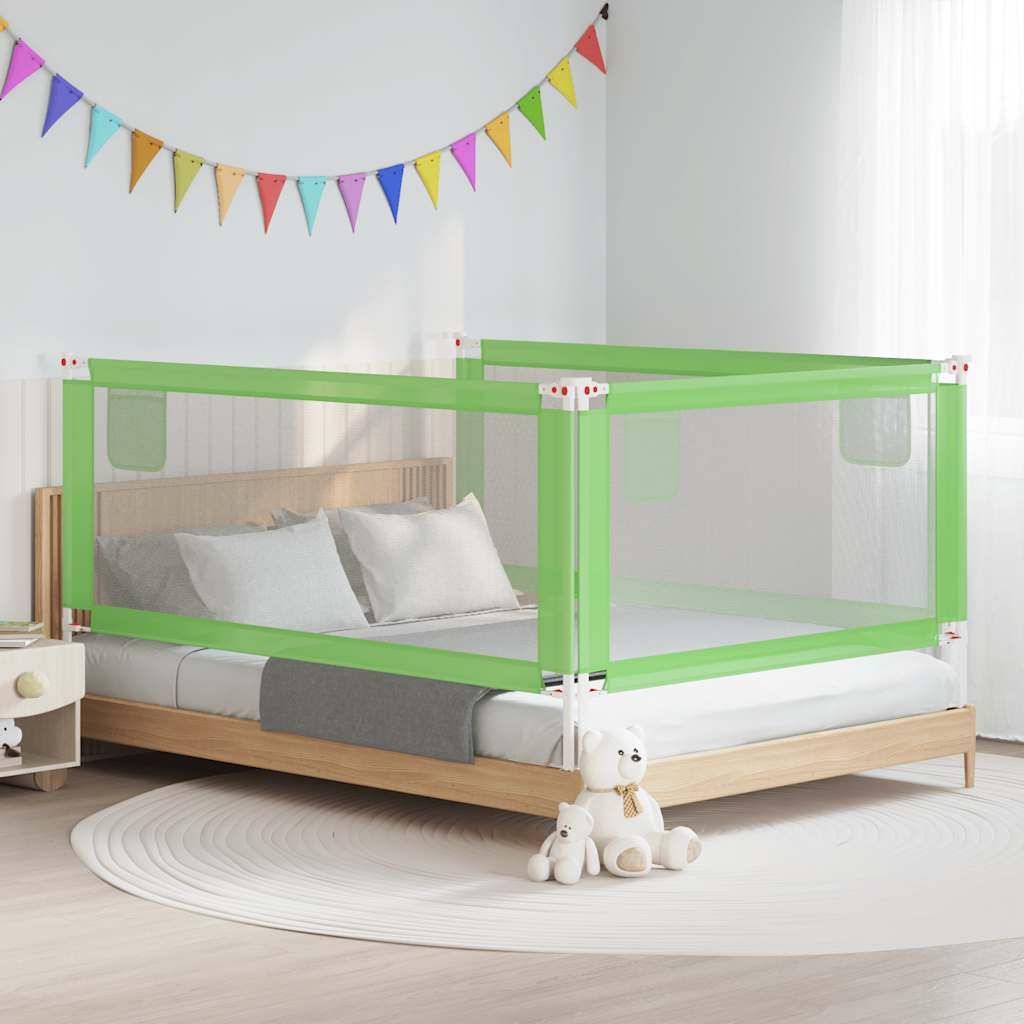 Sponda Letto di Sicurezza per Bambini Verde 200x25cm in Tessuto vidaXL