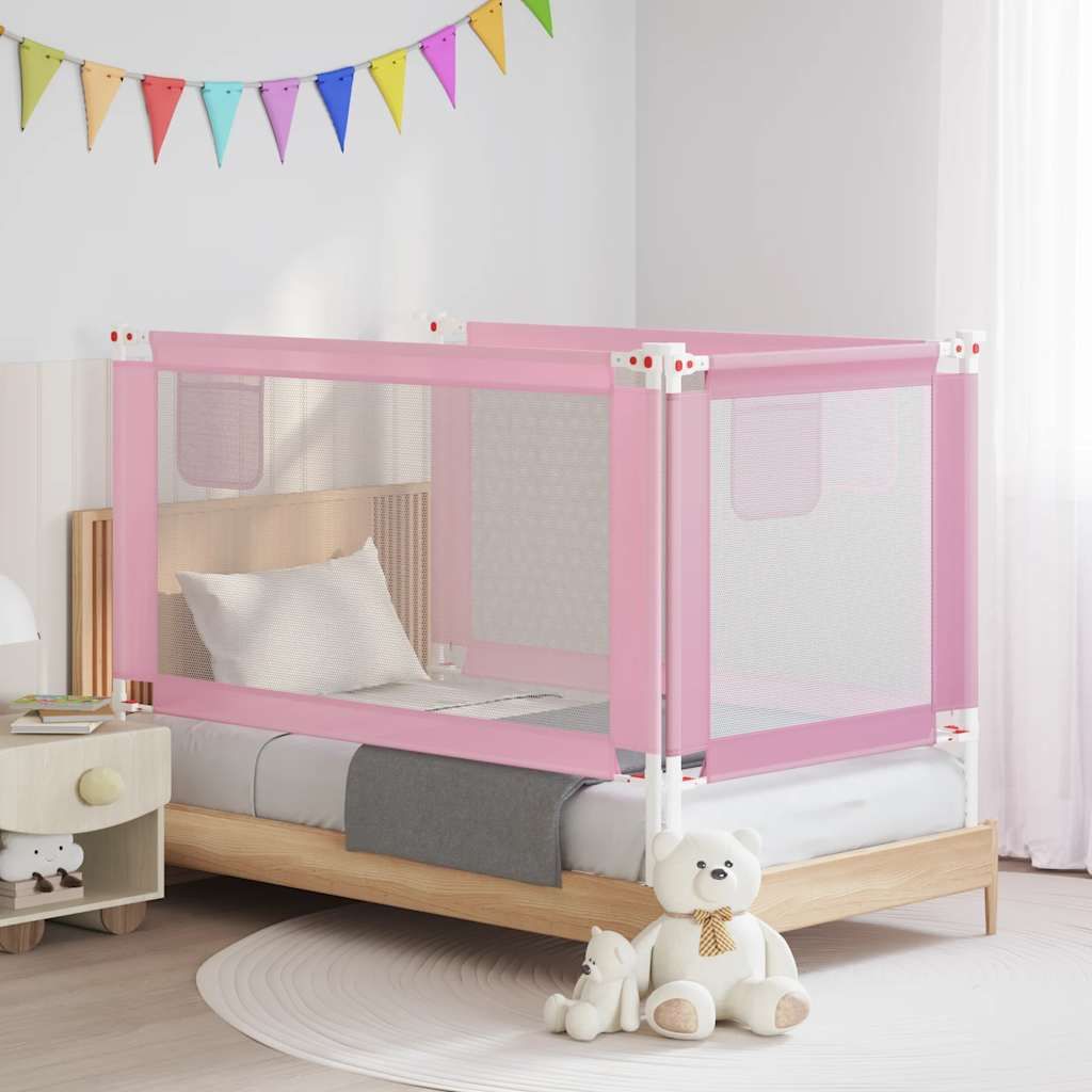 Sponda Letto di Sicurezza per Bambini Rosa 150x25 cm Tessuto vidaXL