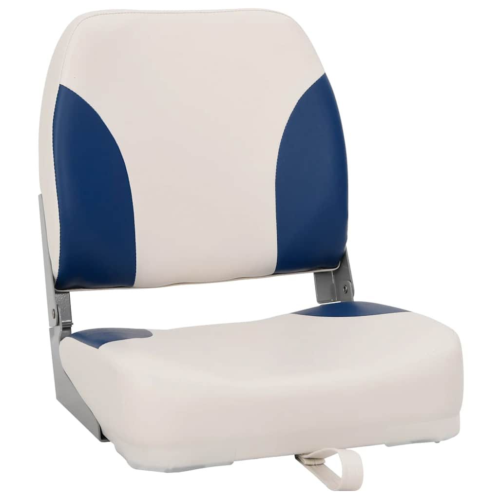 Set di 2 Sedili Pieghevoli per Barca con Cuscino Blu-Bianco vidaXL