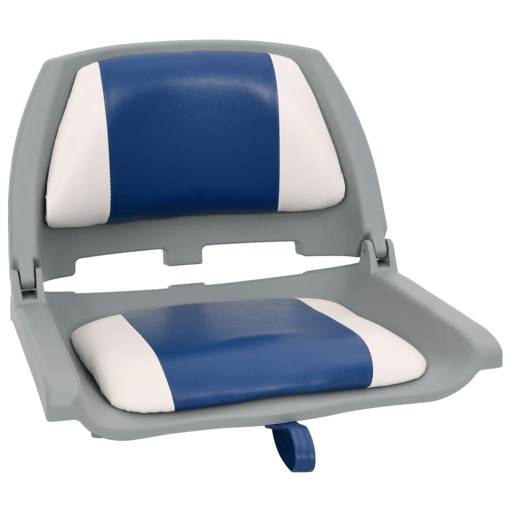 Set Sedile per Barca Pieghevole 4pz con Cuscino Blu-Bianco vidaXL