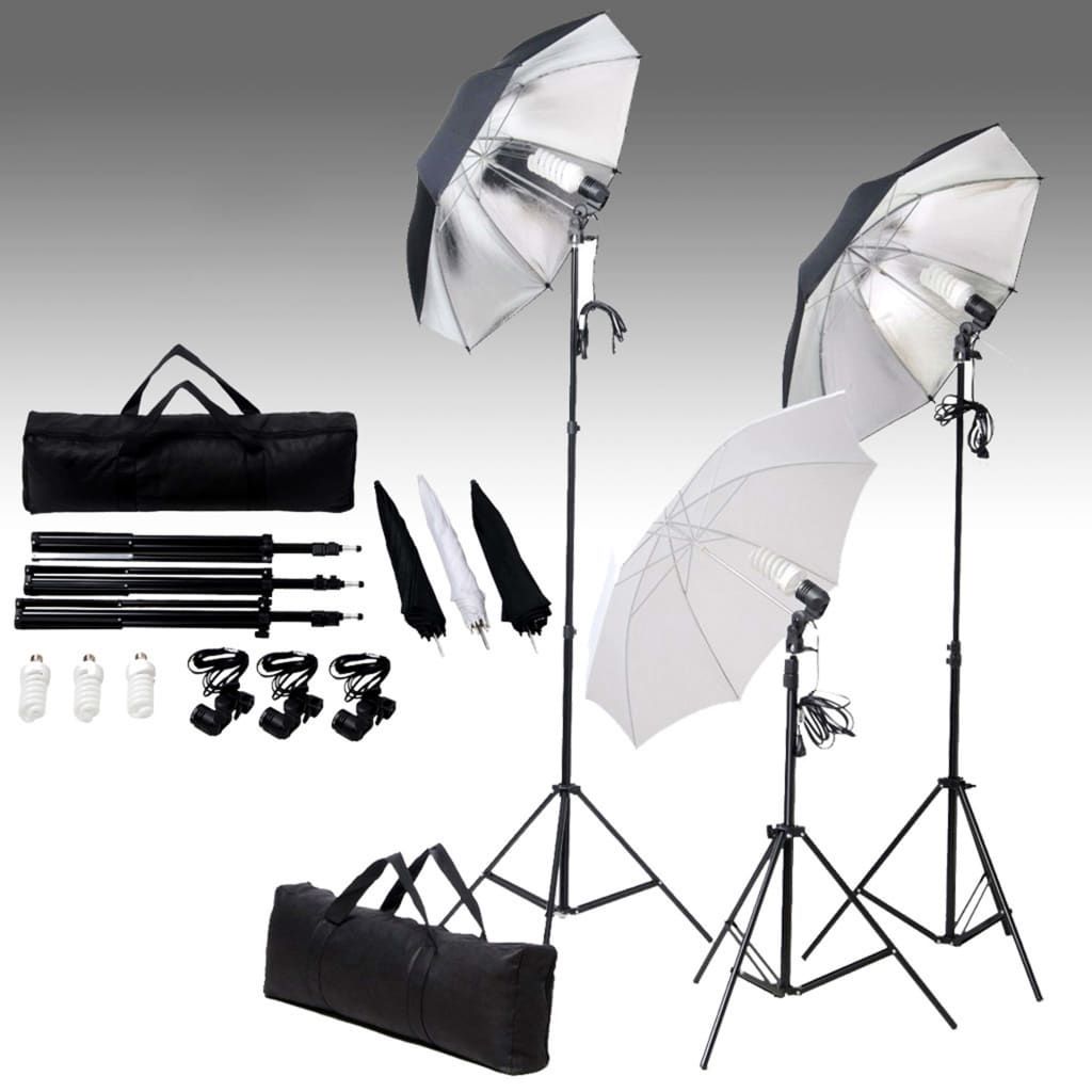 Kit per Studio Fotografico con Set di Luci e Fondale vidaXL