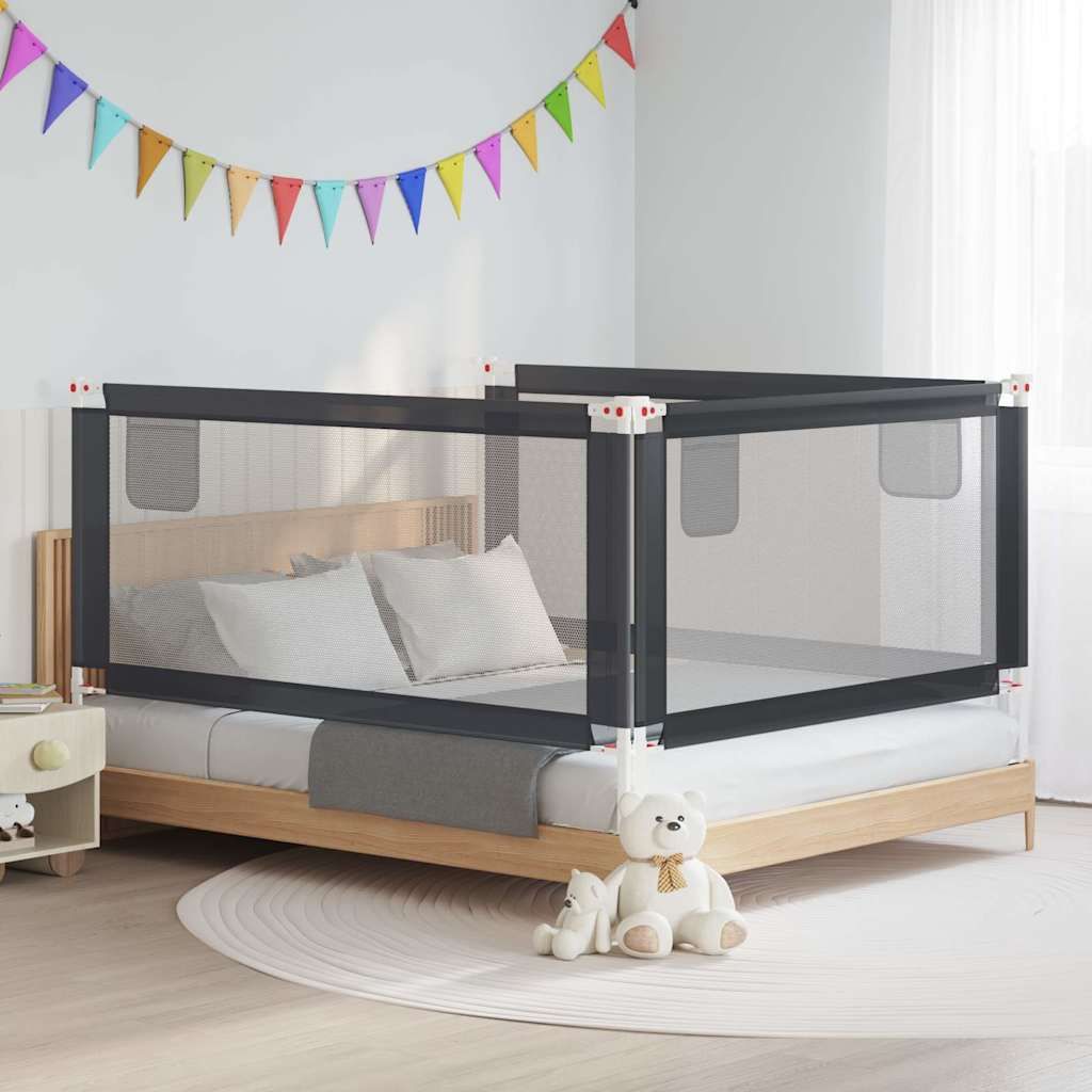 Sponda Letto Sicurezza Bambini Grigio Scuro 180x25 cm Tessuto vidaXL