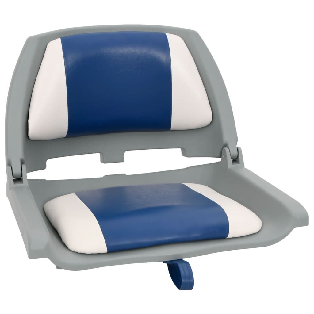 Set Sedile per Barca Pieghevole 2pz con Cuscino Blu-Bianco vidaXL
