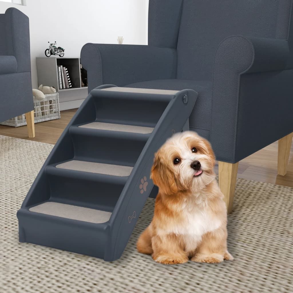Scala per Cani Pieghevole con 4 Gradini Grigio Scuro vidaXL