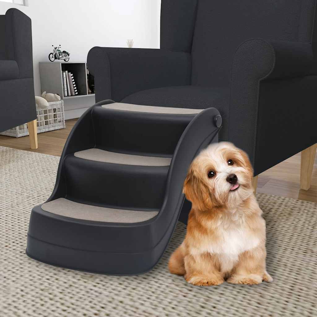 Scala per Cani Pieghevole con 3 Gradini Nera vidaXL