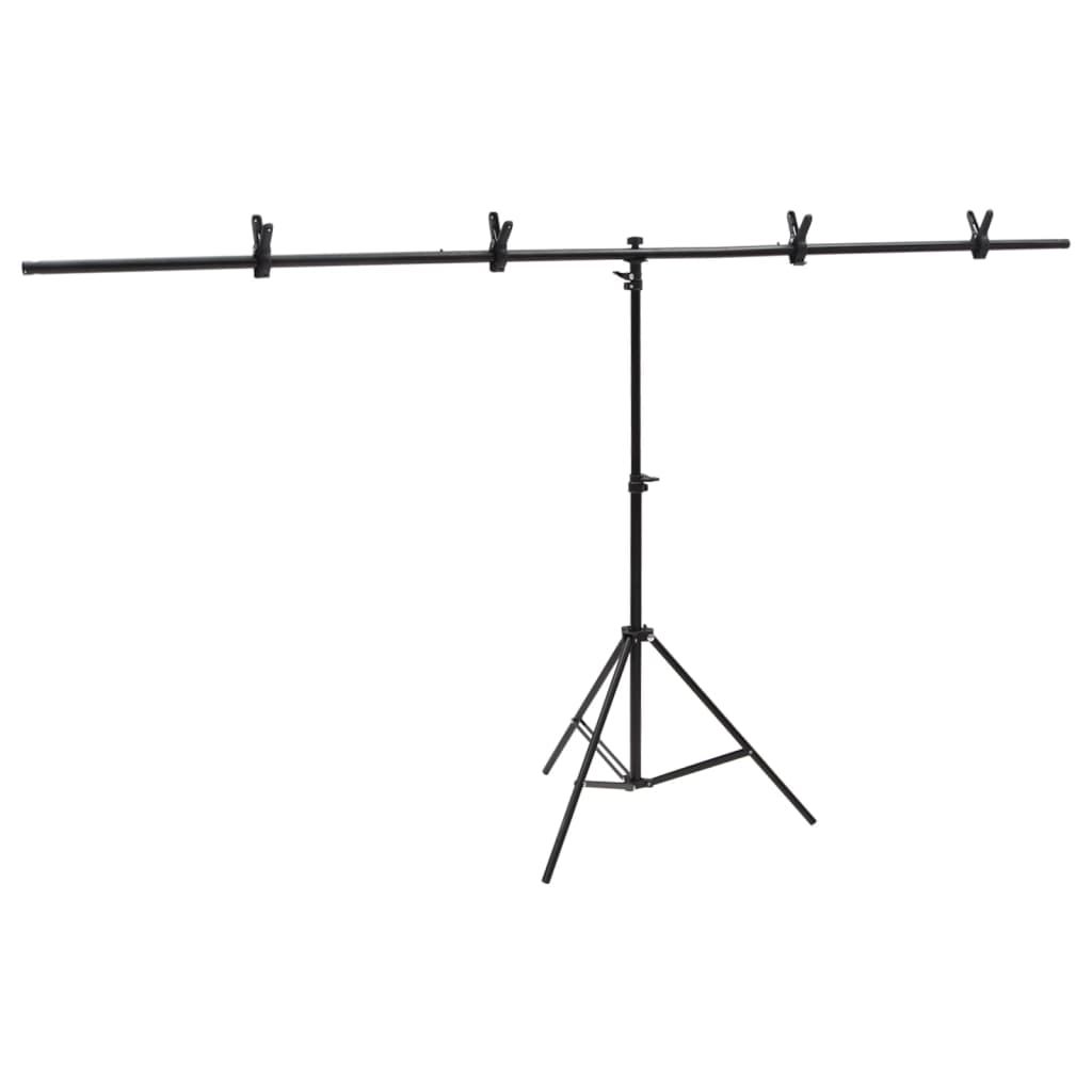 Supporto per Sfondo a T Nero 201x60x(70-200) cm vidaXL