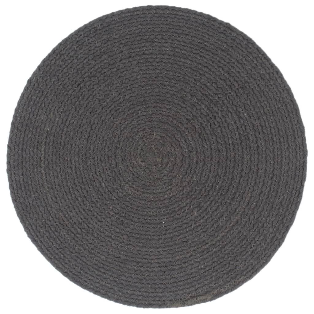 Tovagliette 4 pz Grigio Scuro Neutro 38cm Rotonde in Juta vidaXL