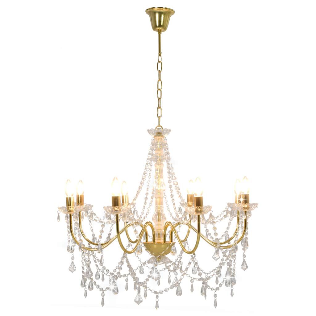 Lampadario con Perline Dorato 8 Lampadine E14 vidaXL