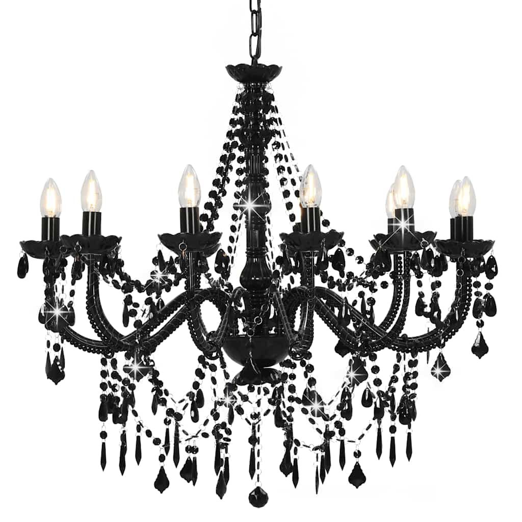 Lampadario con Perline Nero 12 Lampadine E14 vidaXL