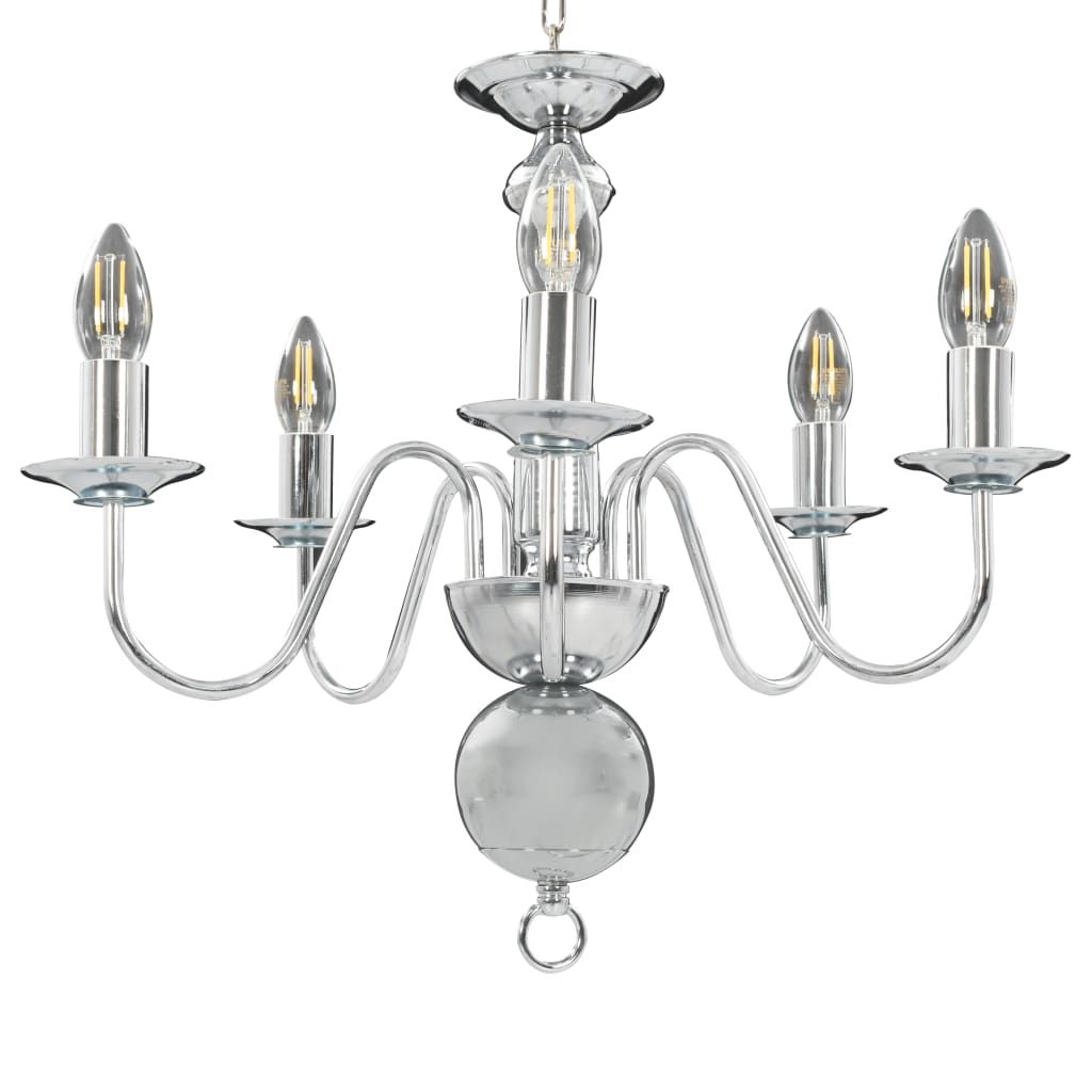 Lampadario Argento 5 Lampadine Attacco E14 vidaXL