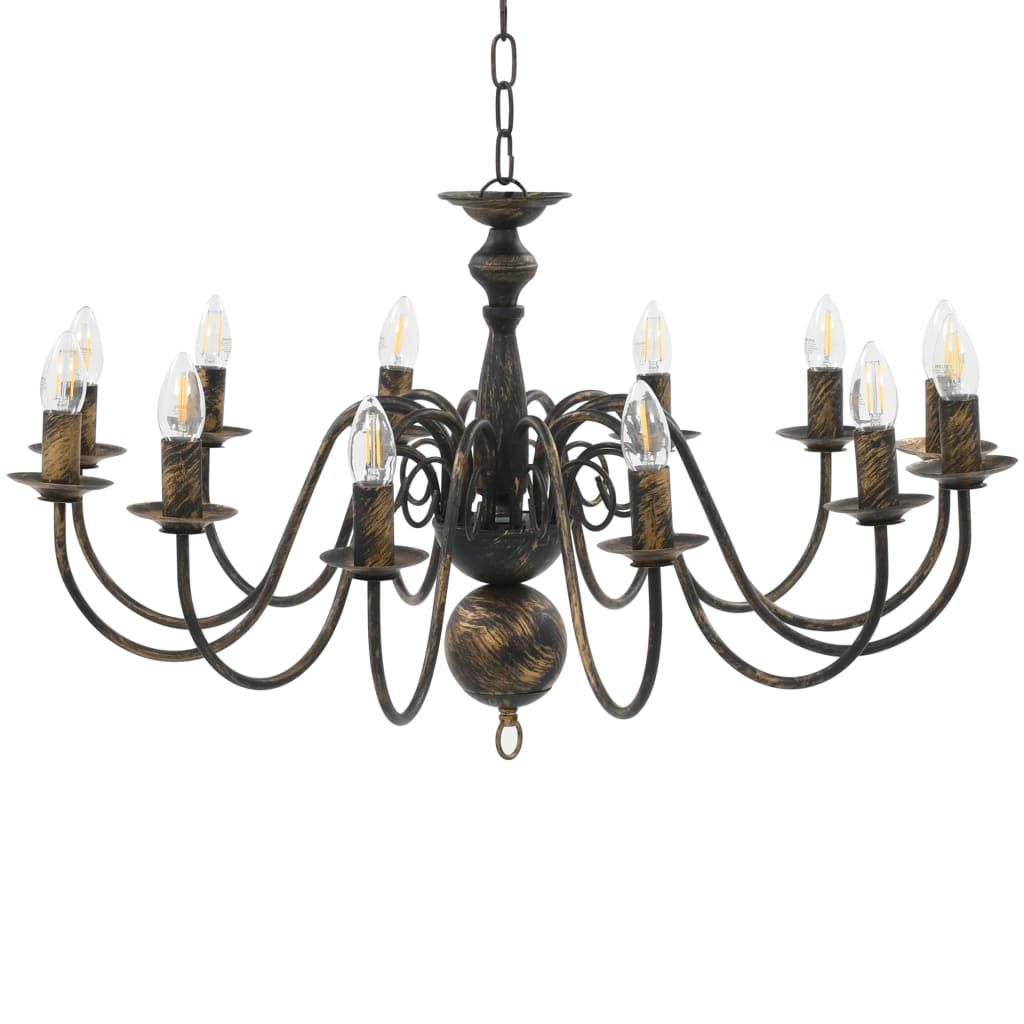 Candelabro Stile Anticato Nero 12 Lampadine E14 vidaXL