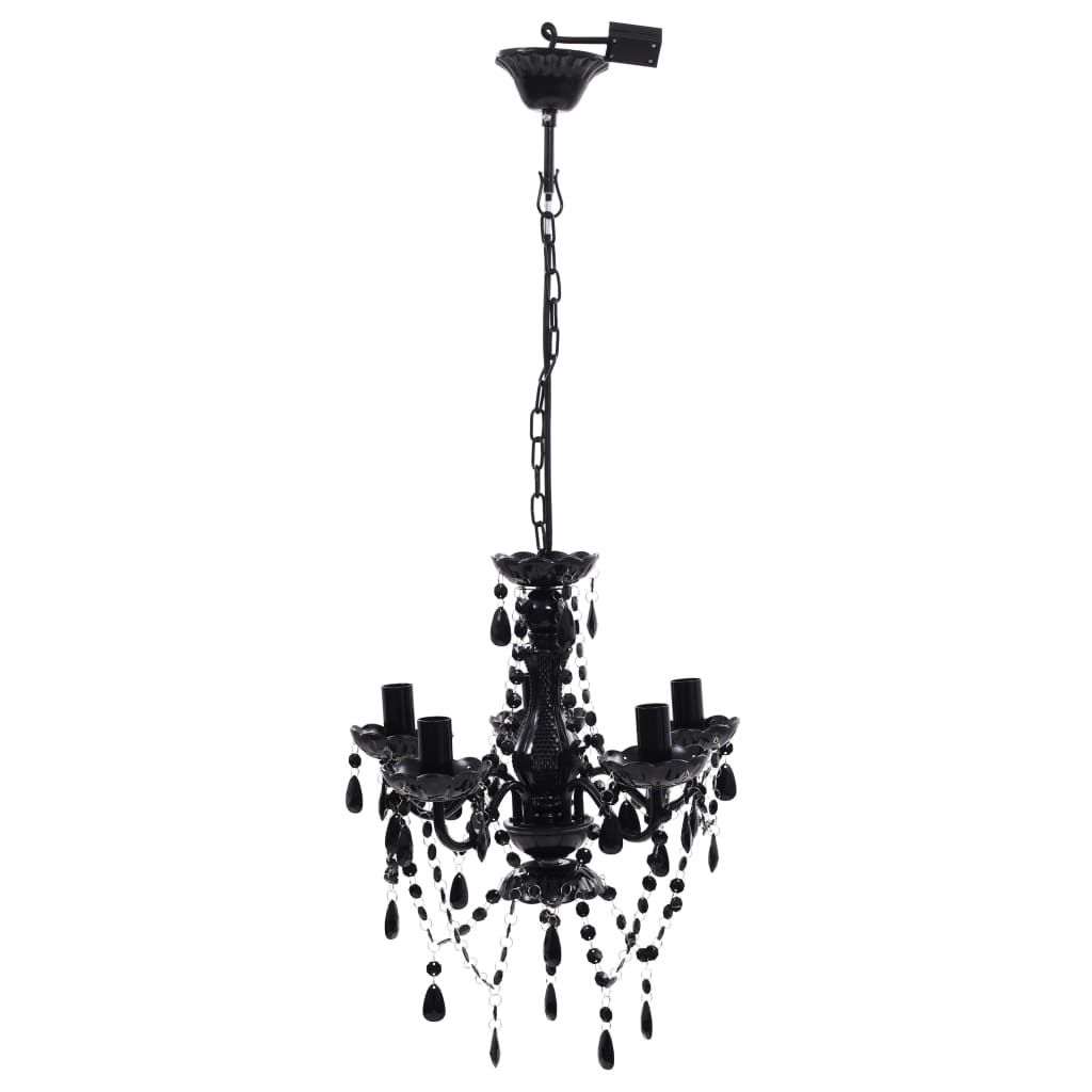 Lampadario in Cristallo con 5 Lampadine Nero vidaXL