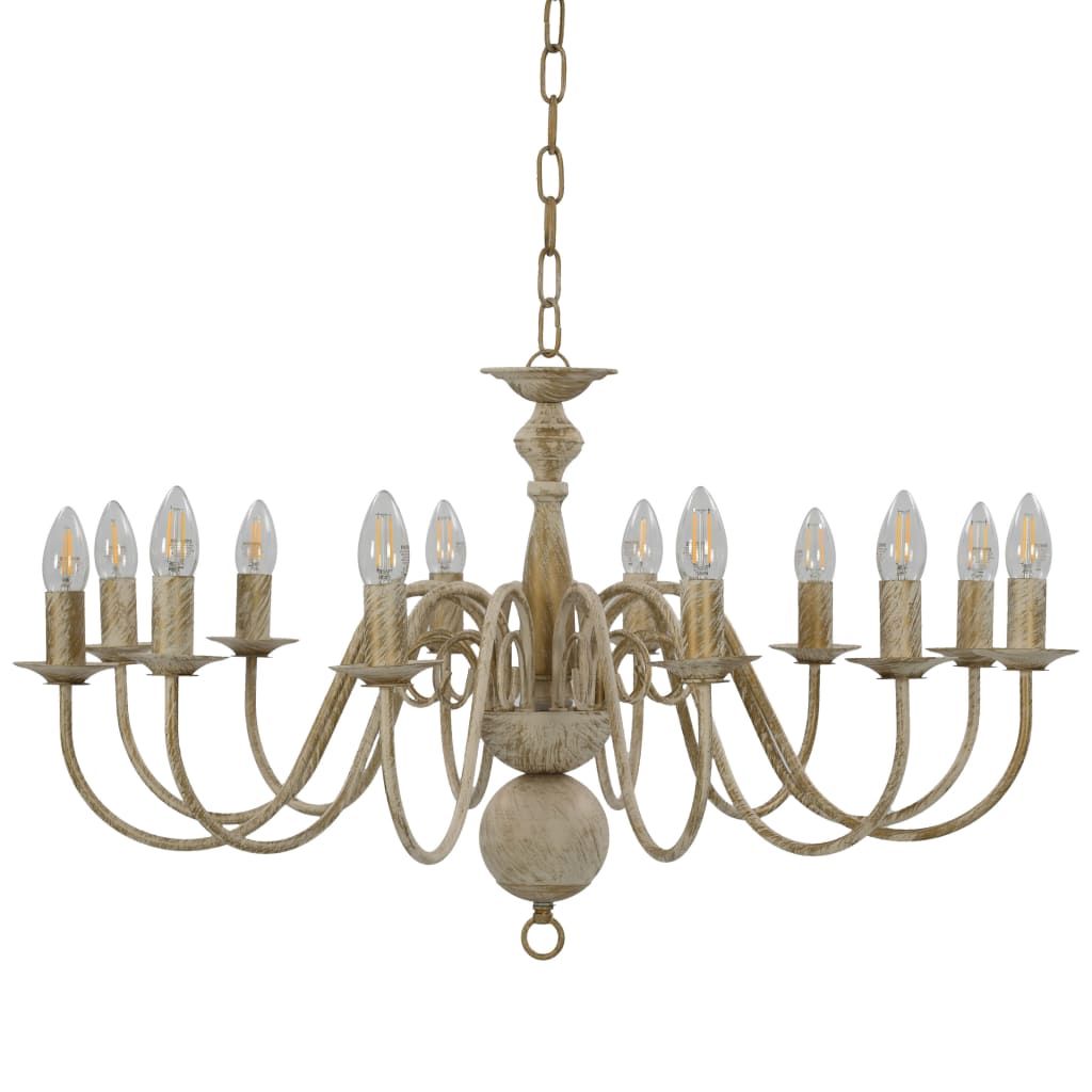 Candelabro Stile Anticato Bianco 12 Lampadine E14 vidaXL