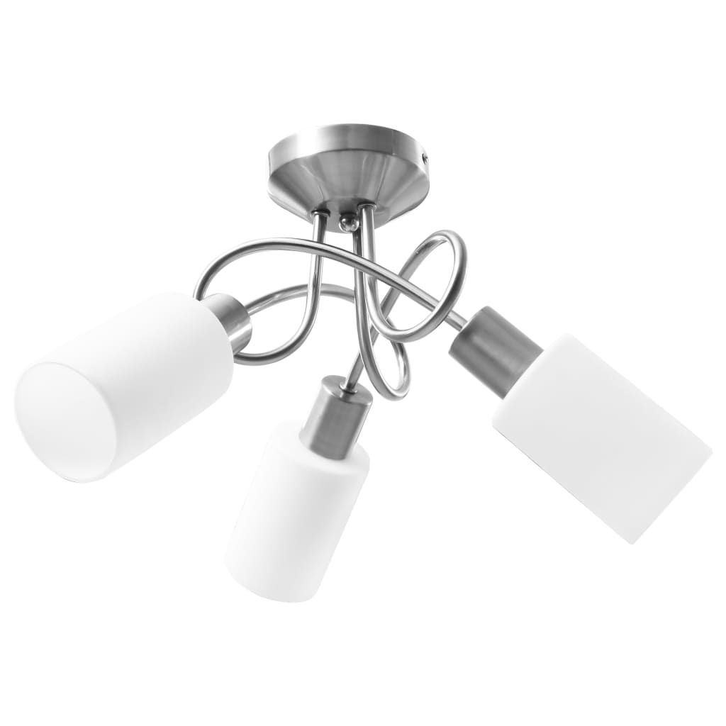 Lampadario Paralume in Ceramica a Cono Bianco 3 Lampadine E14 vidaXL