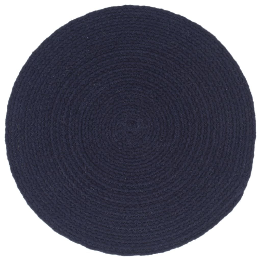 Tovagliette 6 pz Blu Marino Neutro 38 cm Rotonde in Cotone vidaXL