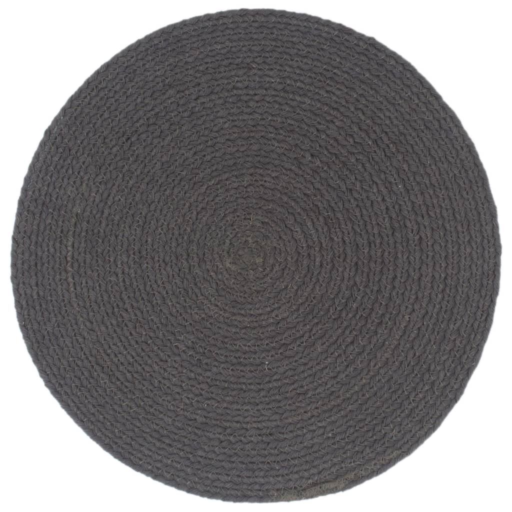 Tovagliette 6 pz Grigio Scuro Neutro 38 cm Rotonde in Cotone vidaXL