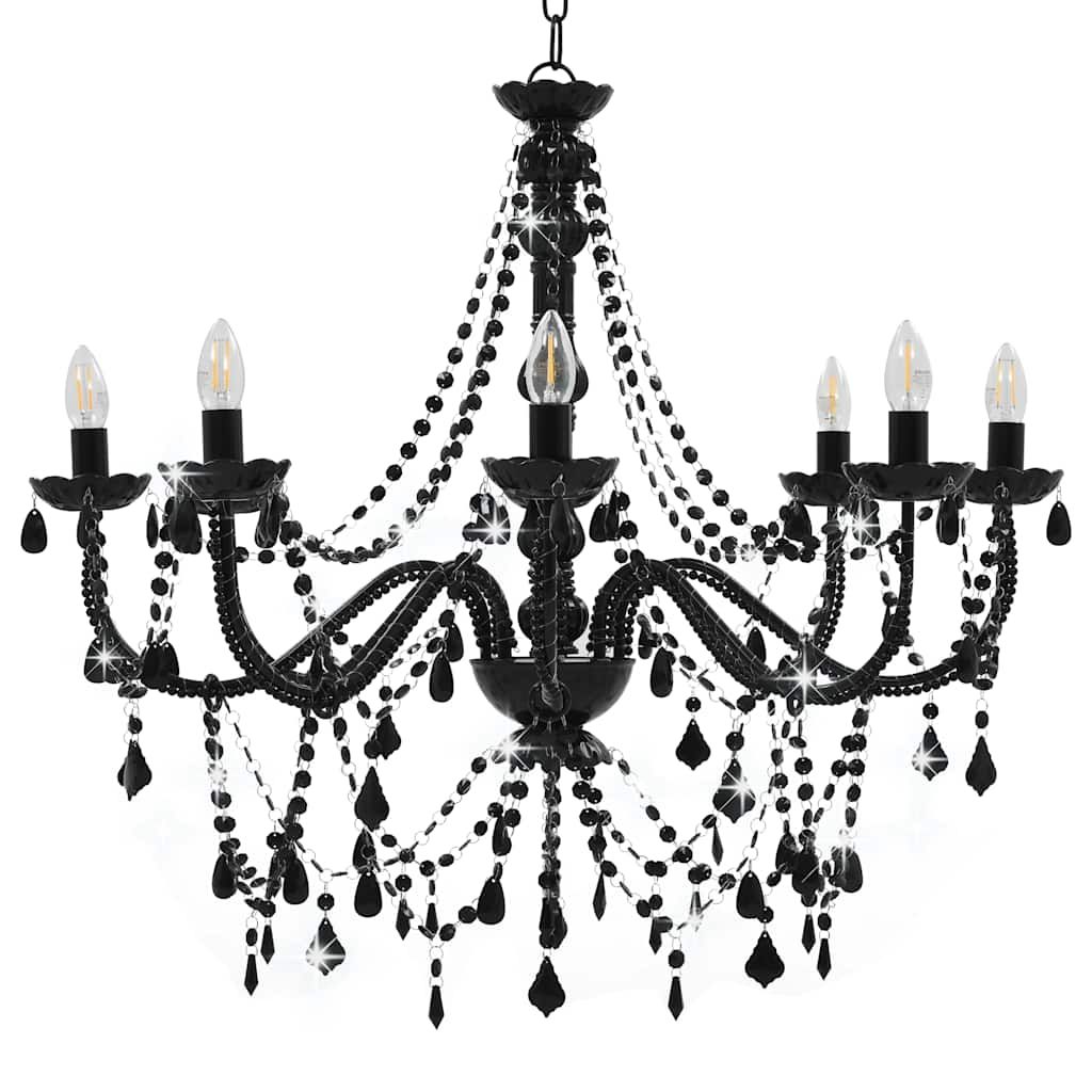 Lampadario con Perline Nero 8 Lampadine E14 vidaXL