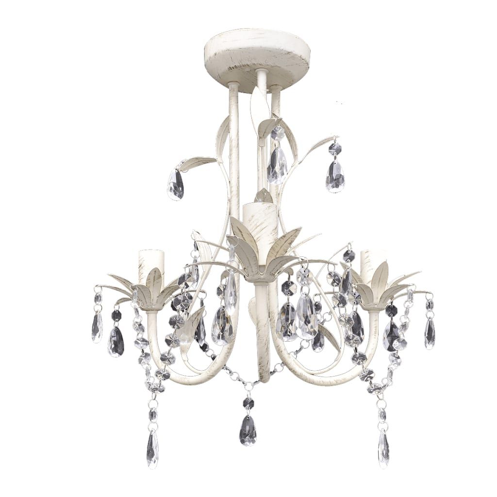Lampadari con Pendenti in Cristallo 2 pz Bianco Elegante vidaXL