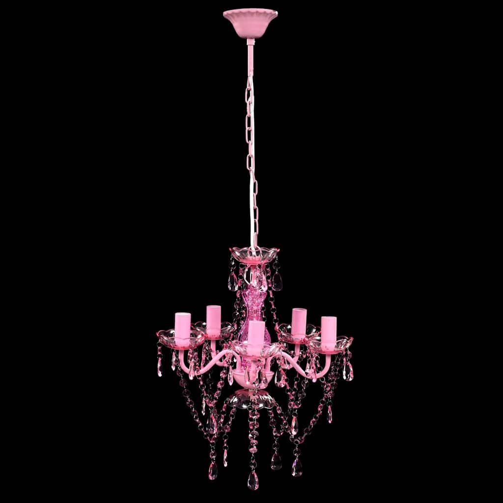 Lampadario in Cristallo 5 Lampadine Rosa vidaXL