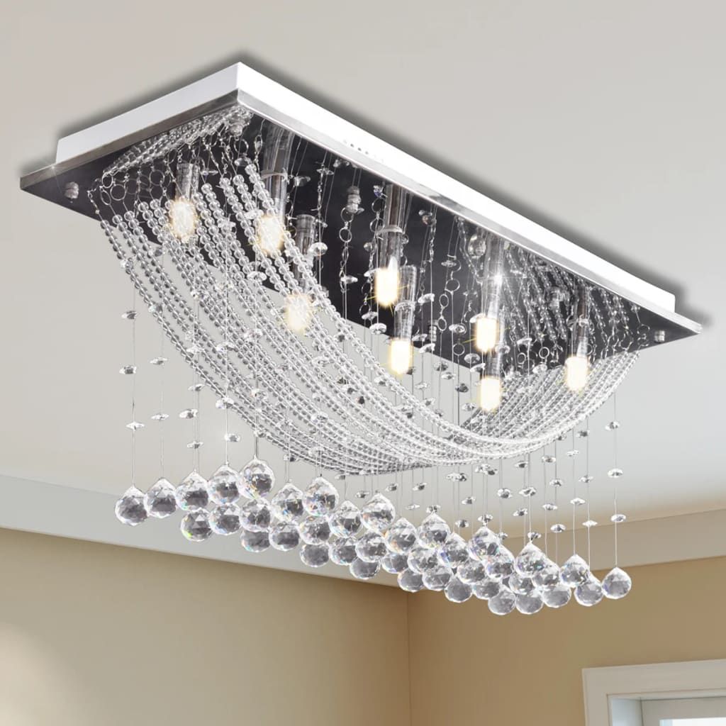Lampada da Soffitto Bianca con Cristalli di Vetro 8 x G9 29 cm vidaXL