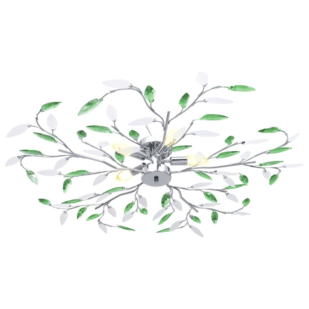 Lampadario Foglie e Bracci in Cristallo Acrilico 5 E14 Verde vidaXL