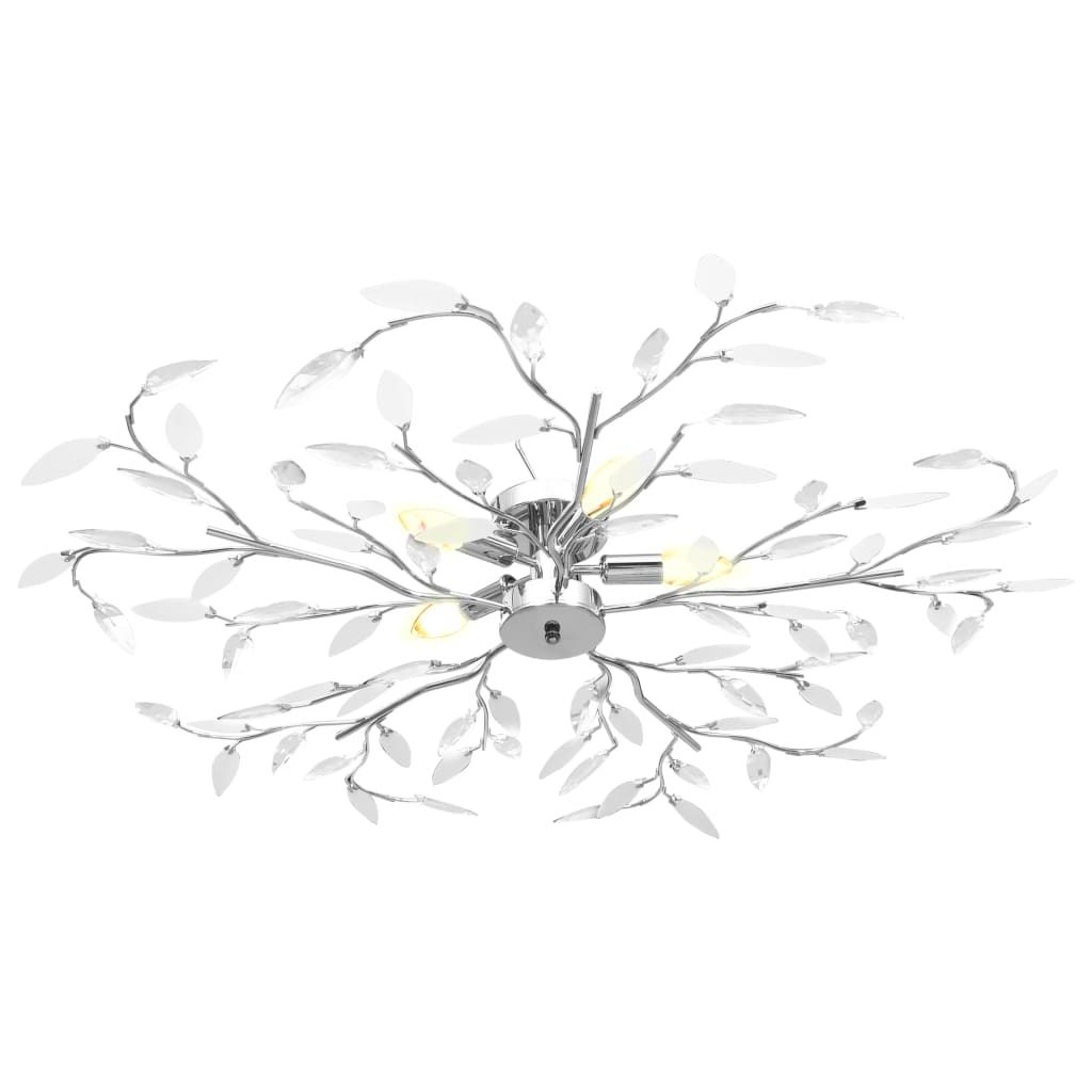 Lampadario Foglie e Bracci in Cristallo Acrilico 5 E14 Bianco vidaXL