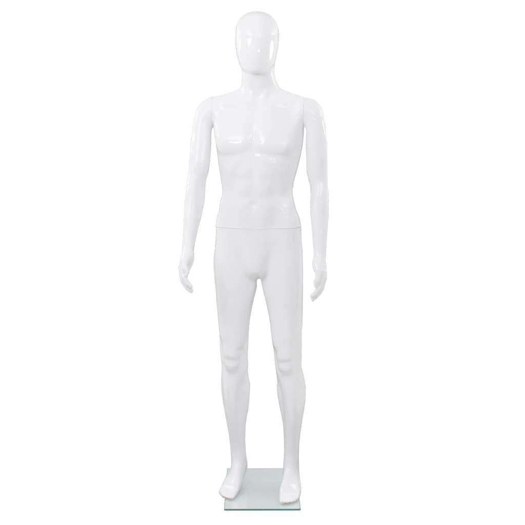 Manichino Uomo Figura Intera Base in Vetro 185 cm Bianco Lucido vidaXL